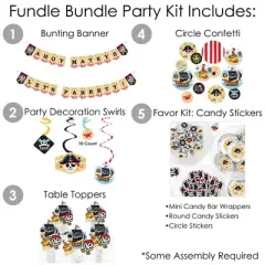 Big Dot of Happiness Pirate Ship Adventures - Skull Birthday Party Supplies - Banner Decoration Kit - Fundle Bundle