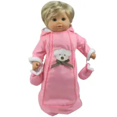 Sophia&rsquo;s Polar Bear Bunting Snowsuit Sack for 15" Dolls, Pink