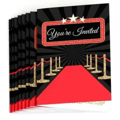 Big Dot of Happiness Red Carpet Hollywood - Fill In Movie Night Party Invitations (8 count)