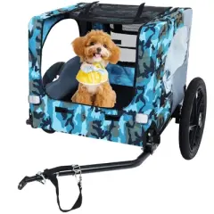 COWLOWN Orange Outdoor Heavy Duty Collapsible Pet Bike Trailer with Universal Hitch, Foldable Dog/Cargo Carrier Cart for Bicycles