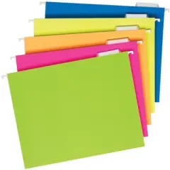 Pendaflex Neon Glow Hanging File Folders, Letter Size, 1/5 Cut Tabs, Assorted Colors, Set of 25
