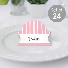 Big Dot of Happiness Pink Stripes - Simple Party Decorations Tent Buffet Card - Table Setting Name Place Cards - Set of 24