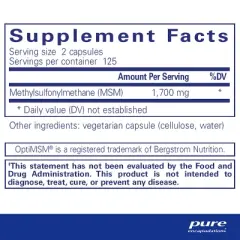 Pure Encapsulations MSM Capsules - Sulfur Supplement to Support Joints, Immune System, Connective Tissue, and Respiratory Health*