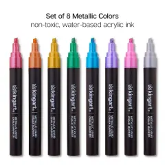 KINGART Liquid Chalk Markers, 8 Metallic Colors