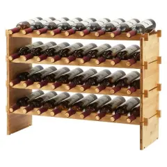 GustoWave Freestanding Wine Racks, Wine Holder Stand for Kitchen, Living Room, Natural