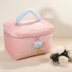 Unique Bargains Women's Large Cute Tulip Flower Pattern Makeup Bags and Organizers