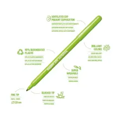 CARIOCA Eco Family Joy Fine Tip Felt Tip Washable Pens School Box - 144 Pieces