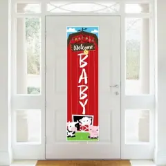 Big Dot of Happiness Farm Animals - Barnyard Baby Shower Front Door Decoration - Vertical Banner