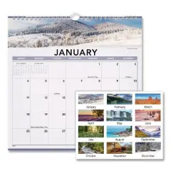 Landscape Monthly Wall Calendar, Landscapes Photography, 12 x 12, White/Multicolor Sheets, 12-Month (Jan to Dec): 2026