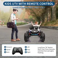 24V 2-Seater Kids UTV - Remote Control, 17" Tires, LED Lights & Music, 2-Speed (Ages 3-8)