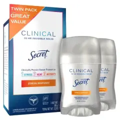 Secret Women's Clinical Strength Stress Response Invisible Solid Antiperspirant and Deodorant - Scented - 1.6oz/2pk
