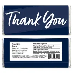 Big Dot of Happiness Navy Blue Elegantly Simple - Candy Bar Wrapper Guest Party Favors - Set of 24