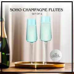 Artland Soho Optic Champagne Flute, Set of 4 - Light Turquoise