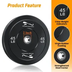 Garvee Weight Plates Set, 2-Inch Universal Fit, Olympic Bumper Plates for Strength Training, Rubber Weight Plates for Barbell Home Gym