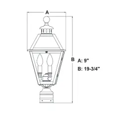 VAXCEL Nottingham 3L Black Outdoor Empire Post Light Clear Glass