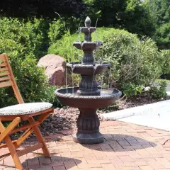 Sunnydaze 49"H Electric Fiberglass and Resin 4-Tier Mediterranean Outdoor Water Fountain