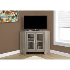 Glass Doors Corner TV Stand for TVs up to 42" Dark Brown - EveryRoom