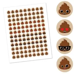 Big Dot of Happiness Party 'Til You're Pooped - Poop Emoji Party Round Candy Sticker Favors - Labels Fits Chocolate Candy (1 sheet of 108)