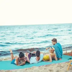 Soozier Floating Mat for Lakes and Pools with 5 Drink Holders, Portable Water Mat Lily Pad, Pink