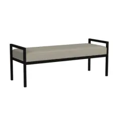 Modern Metal Bench Fawn Velvet - HomePop