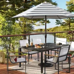 9' Round Cabana Stripe Outdoor Patio Market Umbrella with Black Pole - Threshold&trade;
