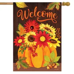Pumpkin Bouquet Fall House Flag Welcome Autumn 28" x 40" Briarwood Lane