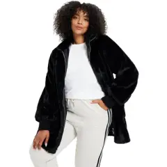 June + Vie by Roaman's Women&rsquo;s Plus Size Zip-Up Faux Fur Jacket