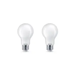 Philips UltraDef LED 75W Frosted Soft White A19 2P: 9W Dimmable Light Bulbs, 1100 Lumens, E26 Base, 2700K, 2 Pack