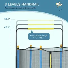 Jump Into Fun 4.6' Kids Trampoline With Basketball Hoop, Height adjustable horizontal Bar, Safety Enclosure Net Small Trampoline Gifts for Kids Toys