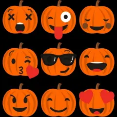 Junior's Design By Humans Halloween Pumpkins Emoji By honeytree T-Shirt