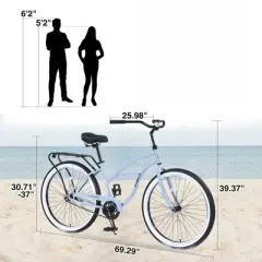INFURNIC Bicycles, Men's Beach Cruiser Bike with Wide Wheels, Rear Coaster Brakes, Blue, 69.29"*25.98"*39.37"