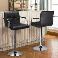 Yaheetech 2PCS Swivel Adjustable Bar Stools with Large Steel Pedestal Base for Bar Counter