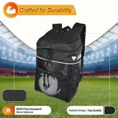 Vizari Titan Soccer Backpack With Ball Compartment and Vented Ball Pocket and Mesh Side Cargo Pockets for Adults and Teens