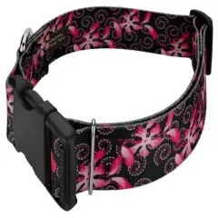 Country Brook Petz 1 1/2 Inch Deluxe Pink Honeysuckle Breeze Dog Collar