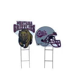 NCAA Montana Grizzlies 2pk Logo and Helmet Garden Stake Set