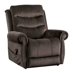 HOMES: Inside + Out Sunbeam Flannelette Powered Recliner Lift Chair with Heating and Massage Dark Gray