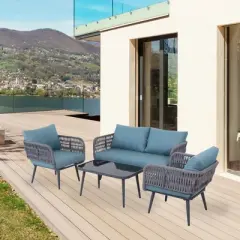 Northlight 4-Piece Caicos Outdoor Patio Conversation Set with Cushions