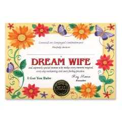 Beistle Dream Wife Certificate, 5" x 7", (6/Pkg) Multicolored