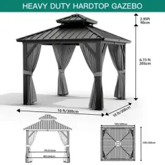 Outdoor Gazebos Canopy 10 x 10 FT Permanent with High Strength Aluminum Frame