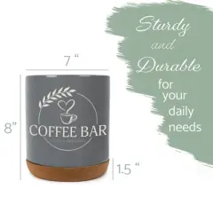 Elanze Designs Coffee Bar Love Is Brewing Barista Latte Ceramic Cork Bottom Gray Large Capacity Utensil Holder Crock for Countertop Storage, Stylish &