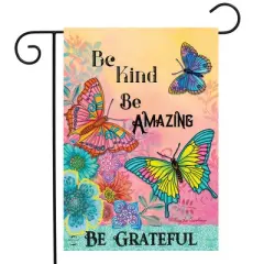 Briarwood Lane Garden Flag 12x18 For Outdoor Be Grateful Butterflies Spring For Spring Garden Flag Flags For Outside