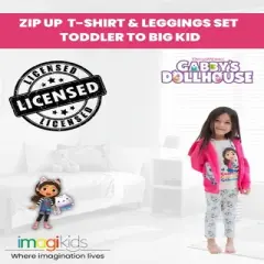 Gabby's Dollhouse Gabby Pandy Paws Girls Zip Up Fleece Hoodie T-Shirt and Leggings 3 Piece Outfit Set Toddler to Big Kid 
