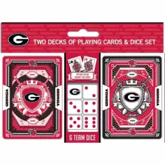 MasterPieces Officially Licensed NCAA Georgia Bulldogs 2-Pack Playing cards & Dice set for Adults