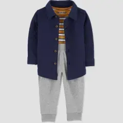 Carter's Just One You&reg; Baby Boys' Striped Top & Bottom Set - Brown