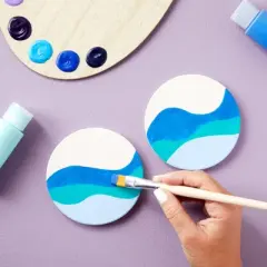 Bright Creations Set of 12 Round Unglazed Ceramic Tiles with Cork for Crafts, White DIY Craft Coasters, 4 In