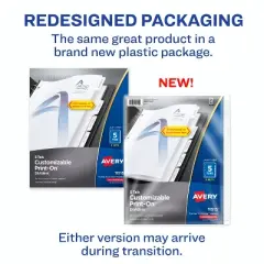 Avery Customizable Print-On Dividers for 3 Ring Binders, 5-Tab Set, 5 Sets (11515)