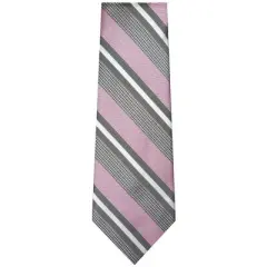 TheDapperTie Men's Pink, White And Black Stripes Necktie with Hanky