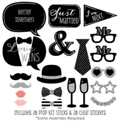 Big Dot of Happiness Mr. & Mr. - Silver - Gay Wedding Photo Booth Props Kit - 20 Count