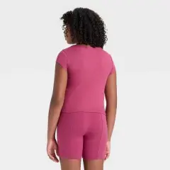 Girls' Short Sleeve Ribbed T-Shirt - art class&trade;