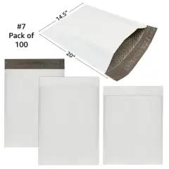 UOFFICE Pack of 100 Poly Bubble Mailer Bags 14.25" x 20" #7 Envelopes with Self-Seal Closure